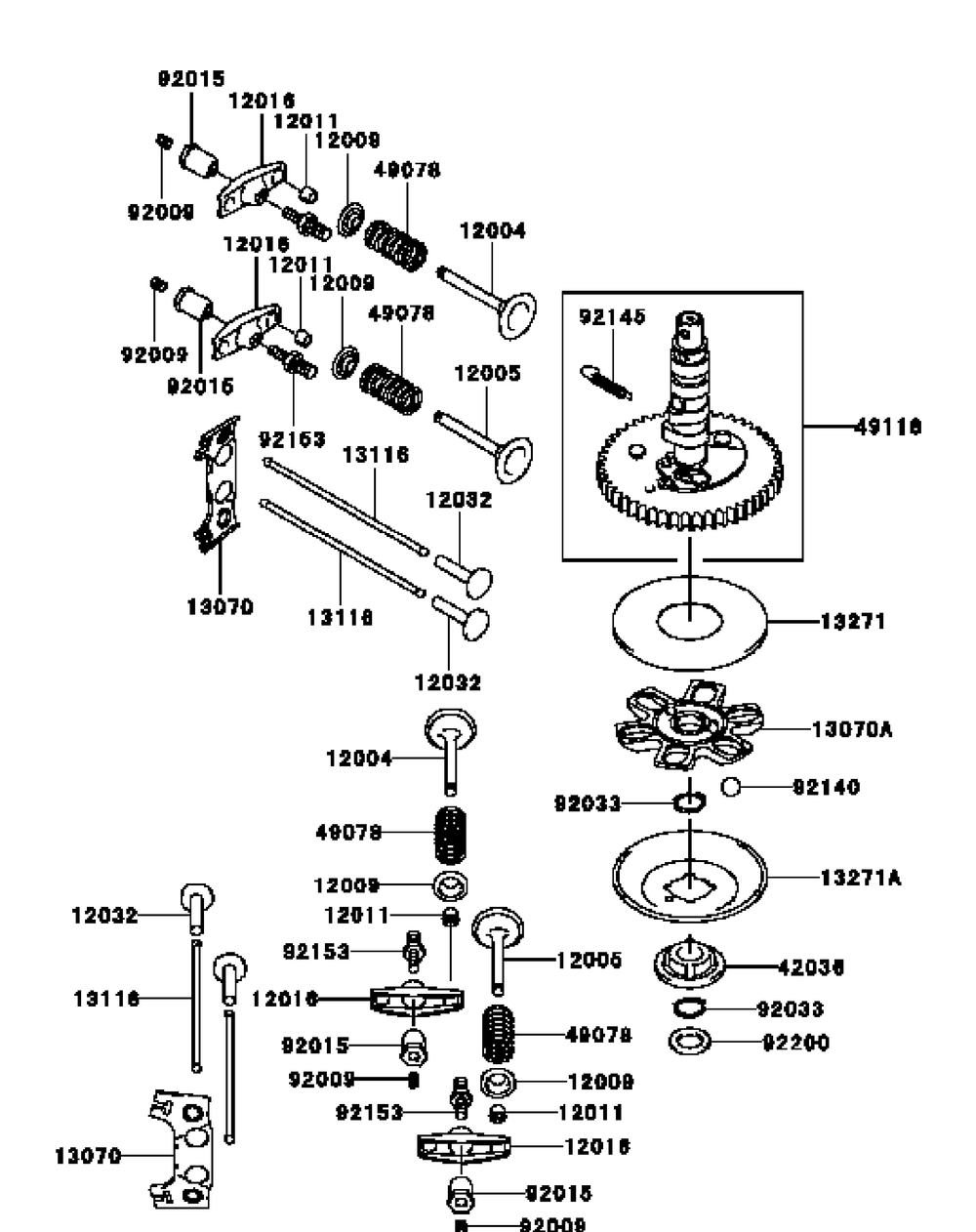Kawasaki Fh580v-Cs25 Valve And Camshaft Diagram and Parts List for H1952 55AI4HPD750-WAM Cub Cadet Lawn Mower